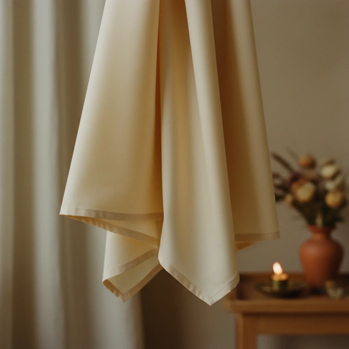 Best bedding cozy bed — warm cream cotton sateen sheet showing the subtle sheen and smooth surface that characterizes quality sateen weave — Home Decor Aura