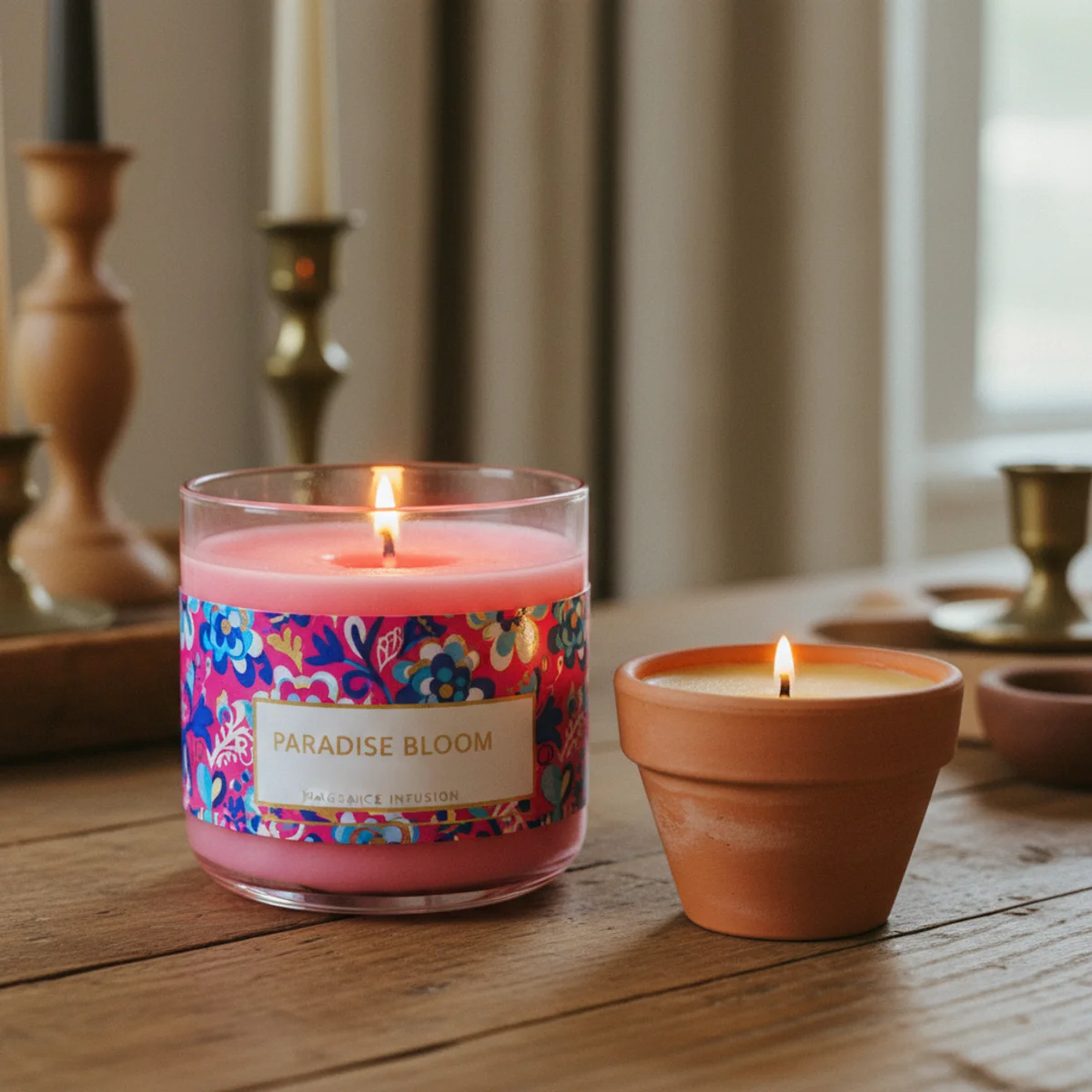 Best candles for cozy home — comparison showing cheap synthetic paraffin candle rejected with red X versus quality Target Threshold soy candle and Etsy artisan handmade candle as better budget alternatives — Home Decor Aura