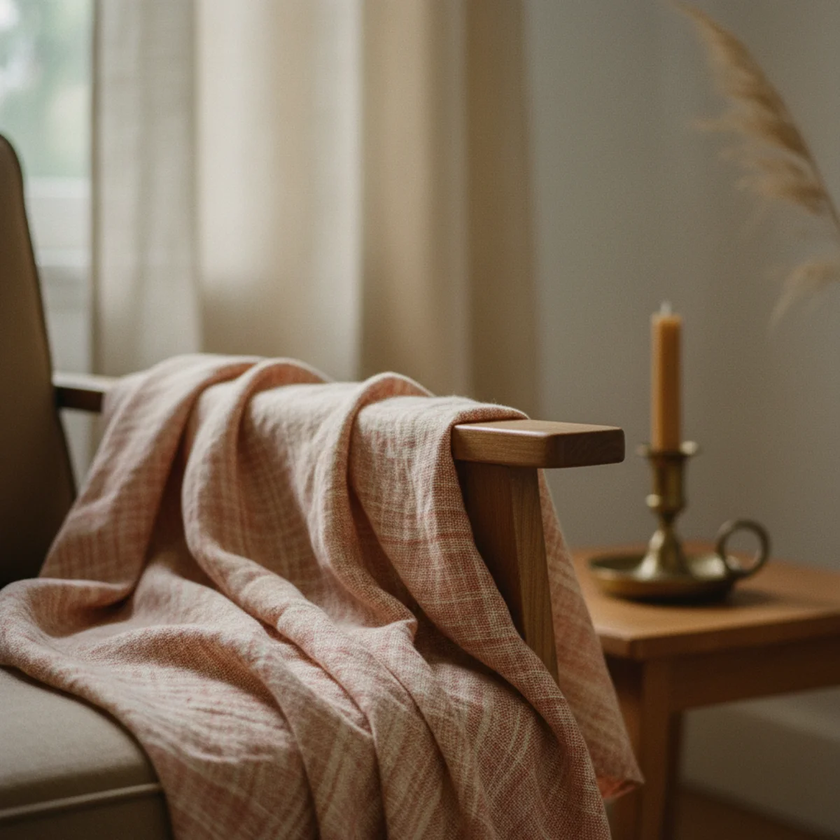 Best wool throws — washed oat linen throw with visible slubby texture folded at the foot of a bed as the warm-climate throw alternative to heavier wool — Home Decor Aura
