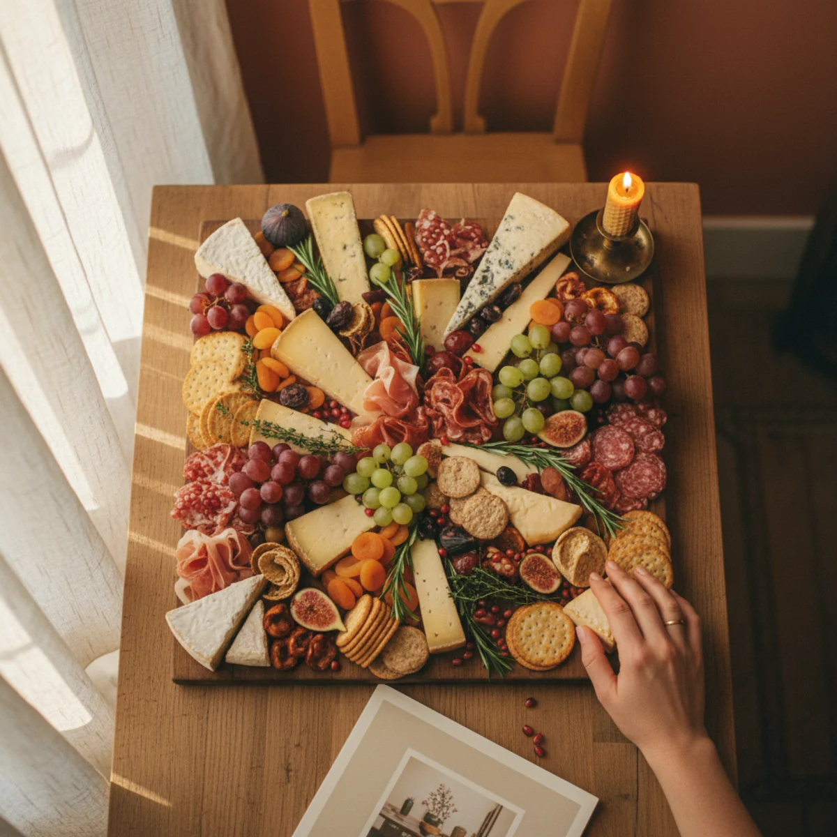 Cheese board ideas — fully assembled cheese board with every gap filled showing no bare board surface visible — Home Decor Aura