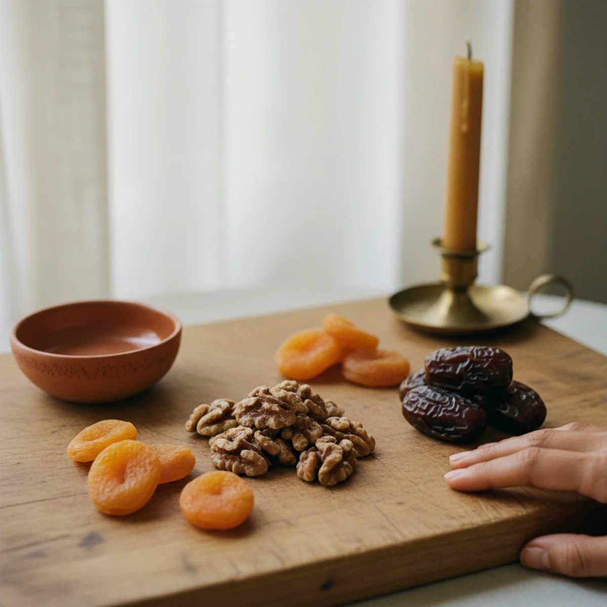 Cheese board ideas — Marcona almonds, Medjool dates, and dried cranberries scattered between cheese wedges and fruit clusters on a full cheese board — Home Decor Aura