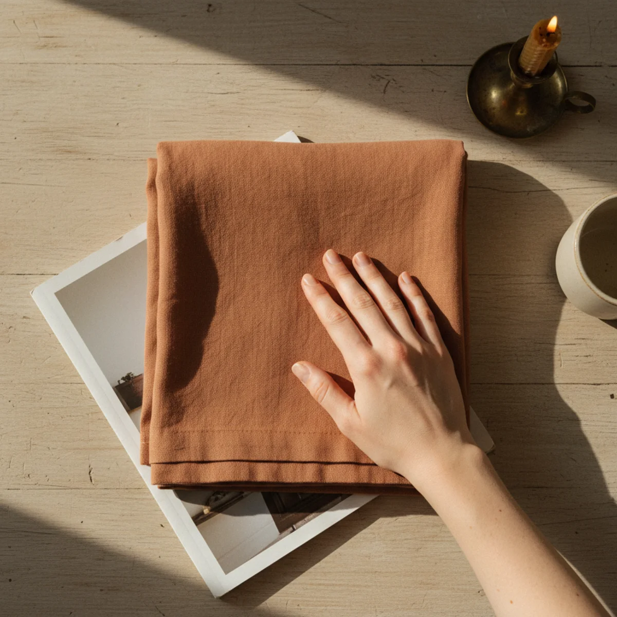 DIY home decor ideas — DIY no-sew linen curtain panels in oat tone hung with ring clips beside a warm window in a warm living room — Home Decor Aura