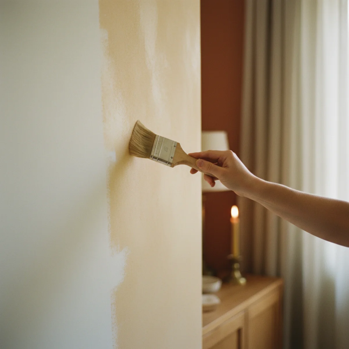 DIY home decor ideas — DIY limewashed feature wall in warm cream tone with subtle two-tone mottled finish in a warm living room — Home Decor Aura