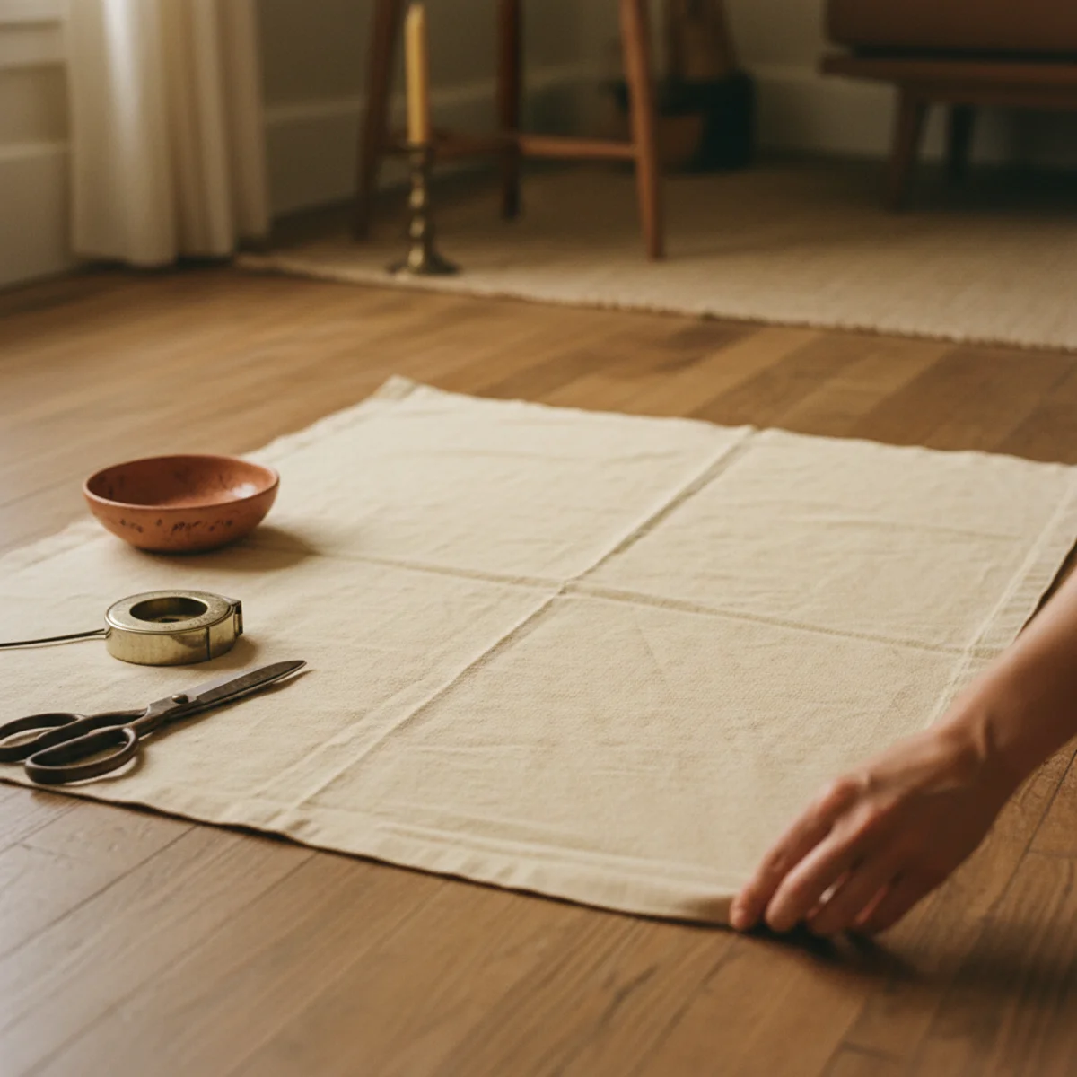 DIY no-sew curtains — natural canvas drop cloth curtain panels hanging at full length in a warm room showing the warm cream tone and rustic texture at under $25 for two panels — Home Decor Aura