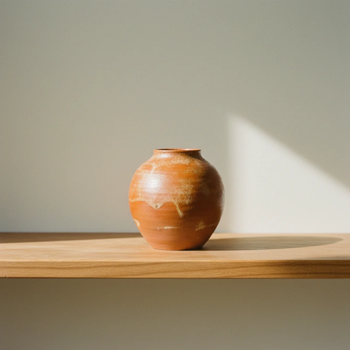 Fall decor ideas — three unglazed terracotta vessels at varied heights replacing summer ceramics on a console — Home Decor Aura