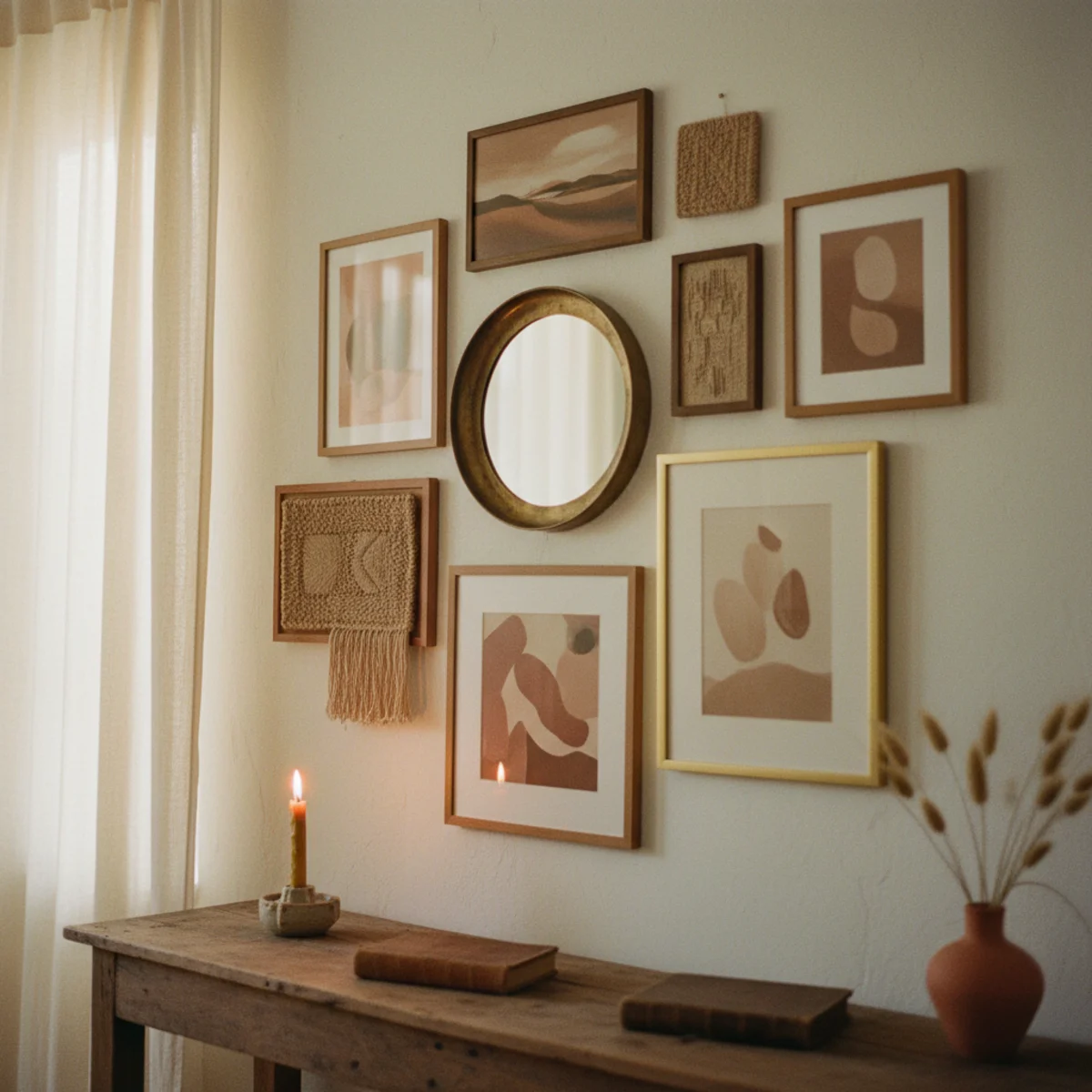 Gallery wall ideas — gallery wall arranged in tight cluster within a defined 6-foot by 4-foot rectangle creating one cohesive composition — Home Decor Aura