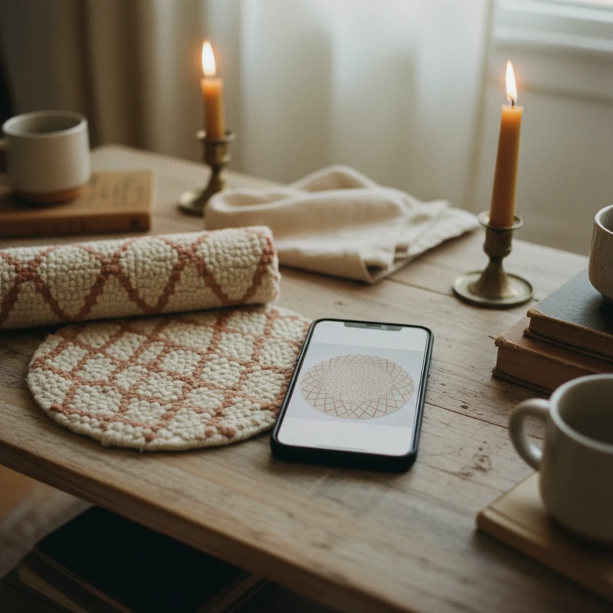 How to choose rug size — comparison of same rug in product photo versus in a furnished room showing the scale distortion that makes online rugs look larger than they are — Home Decor Aura