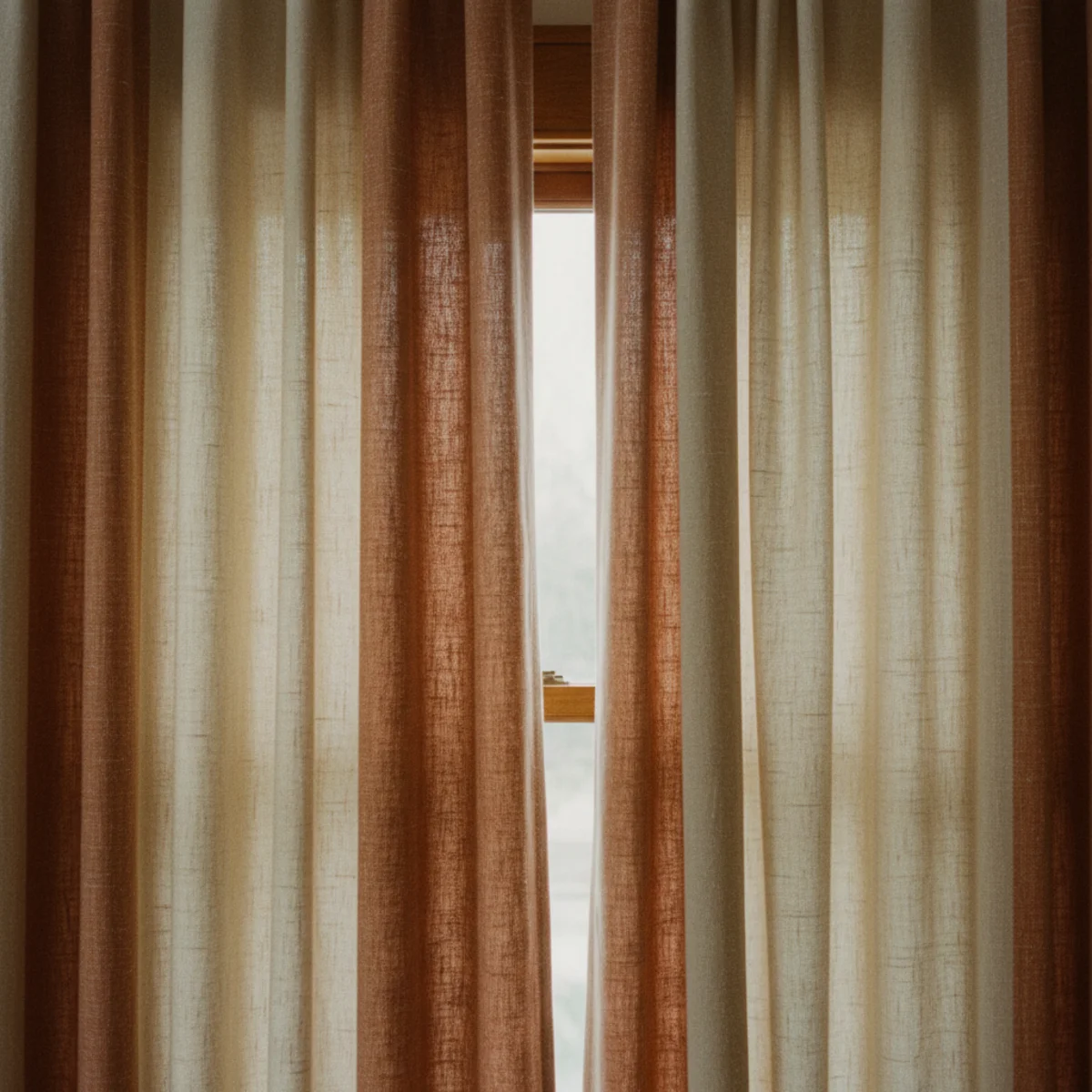 How to make room cozy winter — heavier wool curtain panels drawn at 4:30pm winter sunset in a warm winter living room with thermal insulation benefits — Home Decor Aura