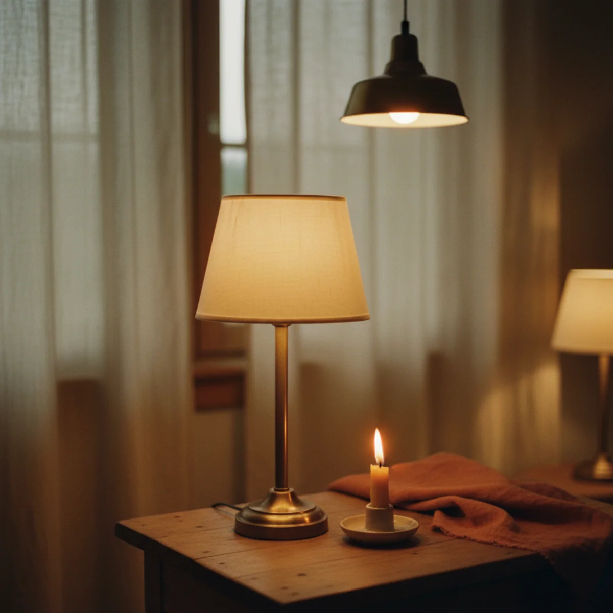 How to make a small room cozy — small room transformed with warm 2700K table lamps and dimmed overhead showing the light temperature change from cool to warm as primary cozy move — Home Decor Aura