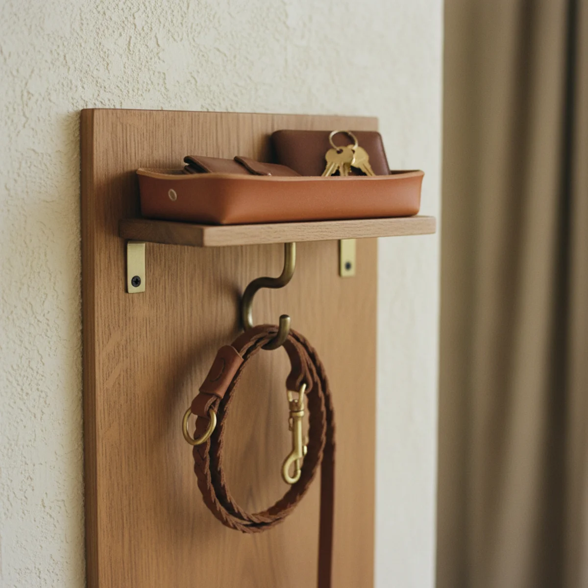 Mudroom ideas — small wooden shelf above mudroom bench with ceramic bowl for keys and small mail organizer creating a drop zone for daily items — Home Decor Aura