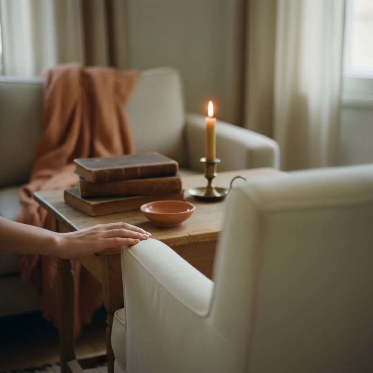Reading nook ideas — reading chair angled 45 degrees toward a corner with a tall potted plant softening the entry side — Home Decor Aura