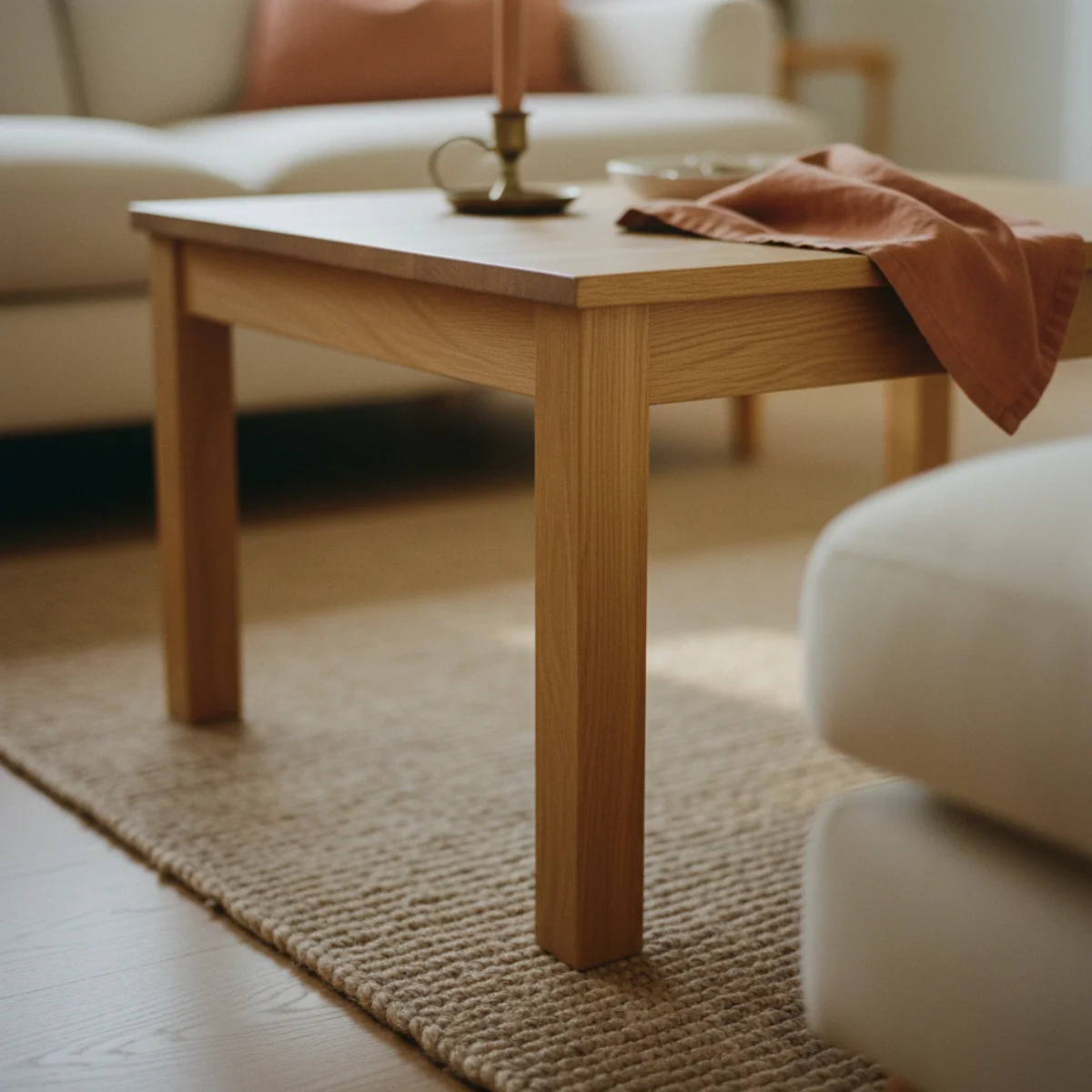 Scandinavian living room — Scandinavian living room with light oak floors, ash dining chairs, and oiled pine accent furniture in a warm hygge interior — Home Decor Aura