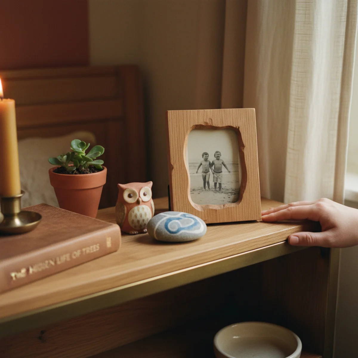 Shelf styling ideas — small inherited ceramic bowl placed on a styled shelf vignette as the personal object that makes the shelf specifically belong to the owner — Home Decor Aura