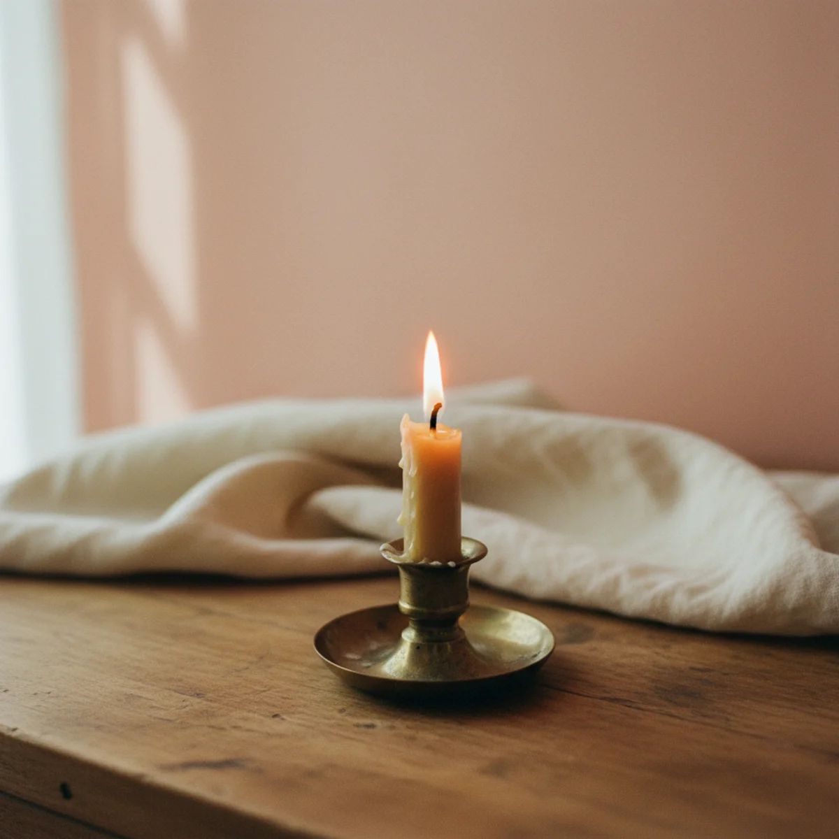 Warm paint colors — bedroom painted in Farrow & Ball Setting Plaster 231 soft warm plaster pink with cream trim, brass lamps, and warm oak floors showing sophisticated warm pink — Home Decor Aura