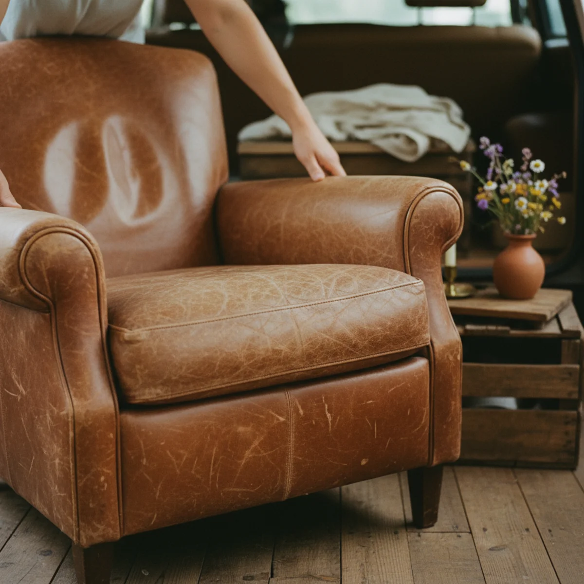 Where to find affordable vintage decor — vintage solid oak dresser listing on Facebook Marketplace with mid-century styling photographed in seller's home — Home Decor Aura