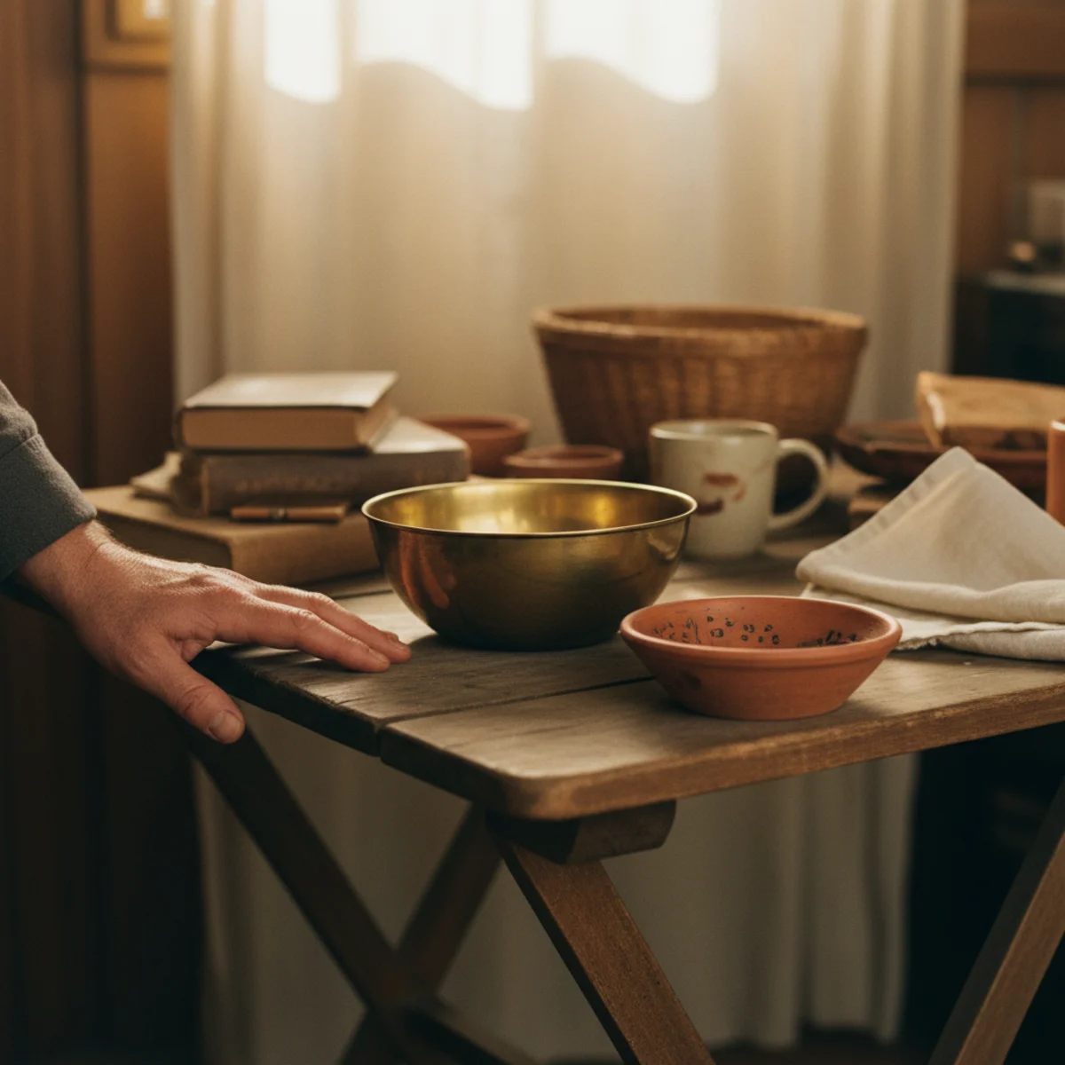 Where to find affordable vintage decor — garage sale tables displaying vintage lamps, ceramics, framed art, and small furniture for budget vintage hunting — Home Decor Aura
